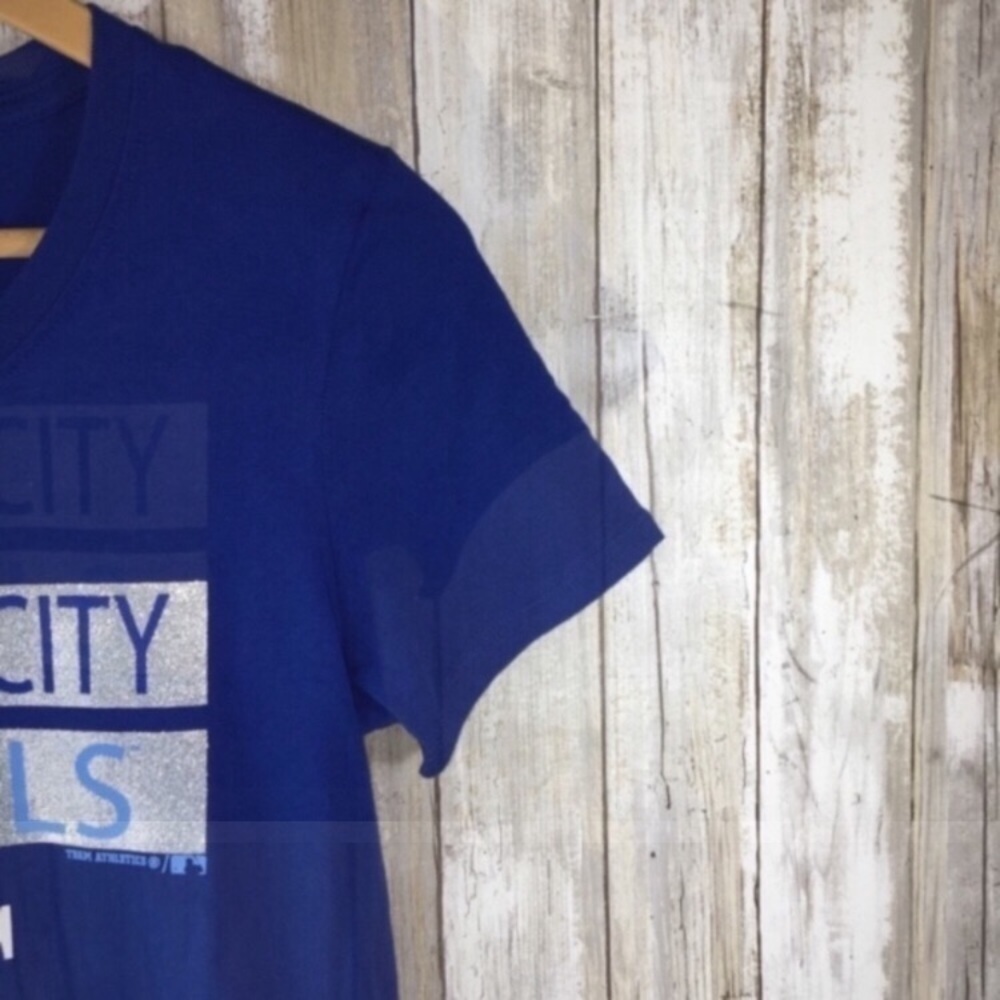 Kansas City Royals Girls Tee XL Blue Glitter MLB Baseball Shirt Kids - Picture 3 of 4
